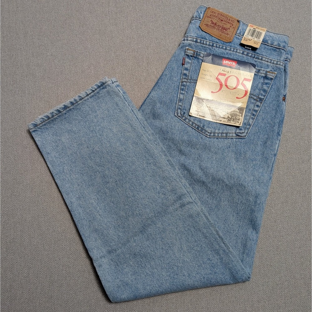 VTG 1980s Made in USA Levi's 505 Men's 38x30 Light Wash Straight Leg Jeans NWT